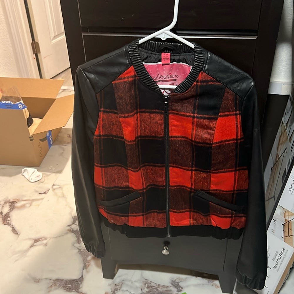 Flannel/Pleather Blazer